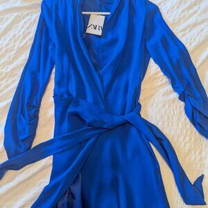 NWT Zara royal blue wrap front blazer dress in S, never worn